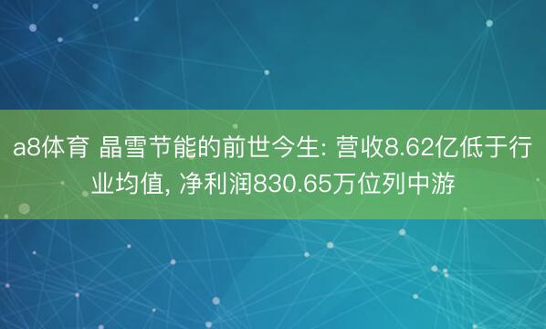 a8体育 晶雪节能的前世今生: 营收8.62亿低于行业均值, 净利润830.65万位列中游