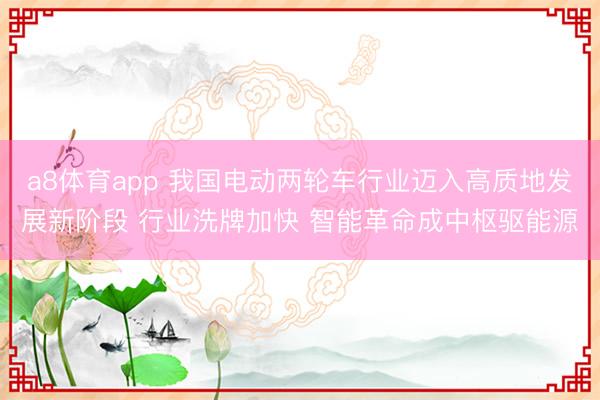 a8体育app 我国电动两轮车行业迈入高质地发展新阶段 行业洗牌加快 智能革命成中枢驱能源